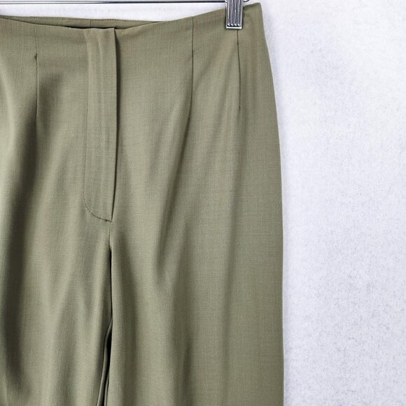 Piazza Sempione Pants Womens 26 Olive Wide Leg Mid Rise Wool Blend Made in Italy - Picture 2 of 12